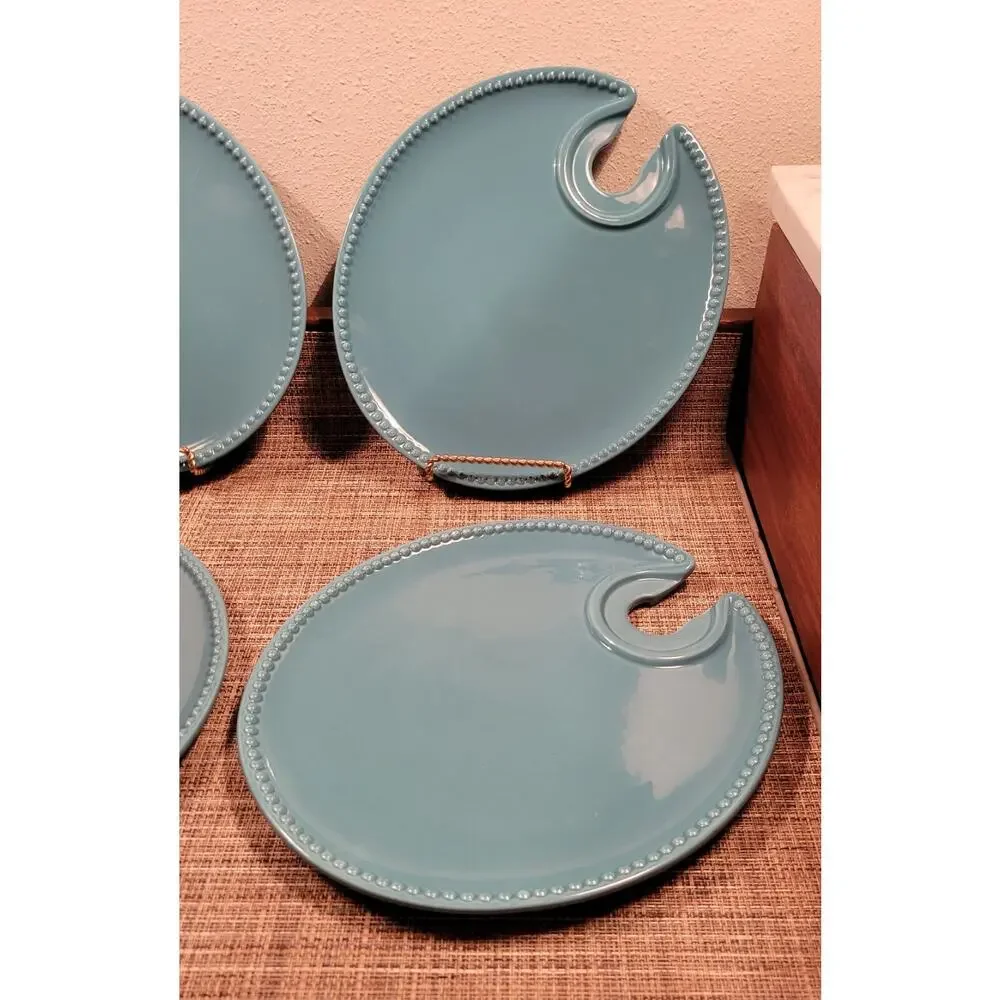 Pavillion Aqua Snack Plates Set Of 4, A Princess House Exclusive
